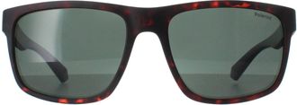 Polaroid Rechthoekig Heren Mat Bruin Havana Groen Gepolariseerd PLD 2157/S