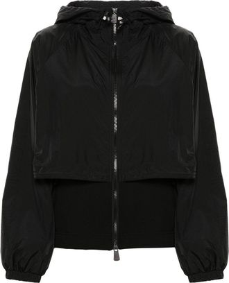 Moncler layered hooded jacket - women - Polyamide/Elastane/Polyamide - S - Black
