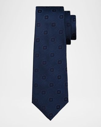 Kiton Men & apos;s Geometric Jacquard Silk 7-Fold Tie