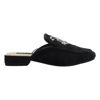 Juicy Couture Zwarte fluwelen sandaal met strass - Dames - Slip ons - Zwart - 38 EU - Schoenen