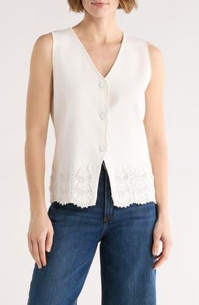 Ellen Tracy Buttoned Sweater Vest in Marshmallow at Nordstrom Rack, Size X-Small