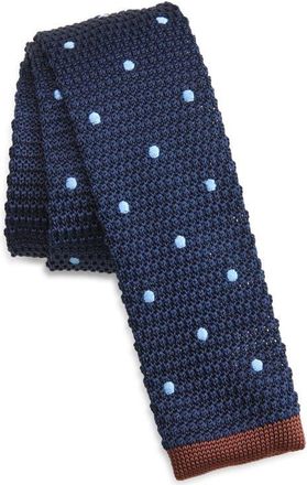Clifton Wilson Navy & Brown Polka Dot Knit Silk Tie at Nordstrom