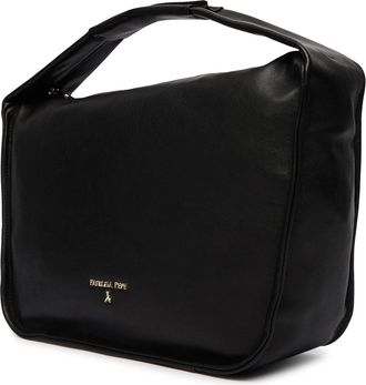 Patrizia Pepe Womens Shoulder Bag Black Leather Full-Grain