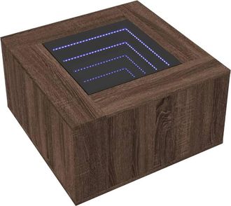 Berkfield Home Decorative Coffee Table with LED Brown Oak 60x60x40 cm Engineered Wood | Size: 60 x 60 x 40 cm
