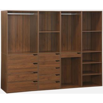 Sweeek Vestidor M&oacute;dulo De 4 Elementos, Modulo, Madera De Nogal, 260x45x180 Cm