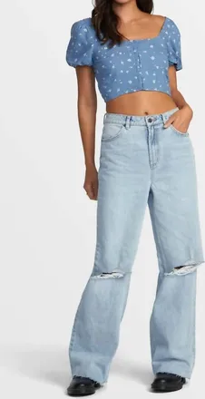Rvca Nova Crop Top In Coronet Blue
