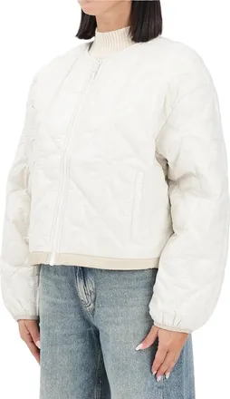 Calvin Klein Boxy Cropped Padded Coat With Zip Closure And Diamond Stitching