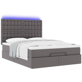 vidaXL Vidaxl - Estructura Cama Otomana Colch&oacute;n Cuero Sint&eacute;tico Gris 140x200cm