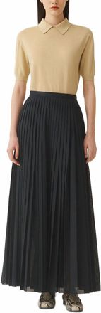 Fabiana Filippi Pleated Muslin Midi Skirt In Blue Notte