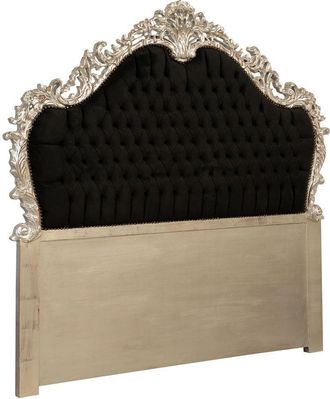 Biscottini International Upholstered double bed headboard black 172x7x170 cm Wooden quilted double bed headboard Baroque style Cover for headboards
