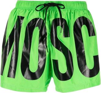Moschino merkprint logo groene korte zwemshort