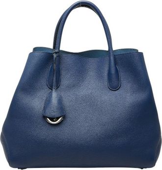 Dior Navy Leather Handbag Tote Bag (Pre-Owned)