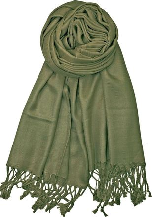 World of Shawls Plain Pashmina Scarf Hijab Shawl Stole Wrap Viscose (Dark Olive)