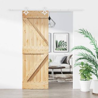 vidaXL Vidaxl - Puerta Corredera Con Herrajes Madera Maciza De Pino 70x210 Cm