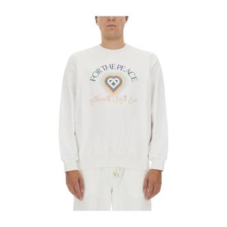 Casablanca Logo Sweatshirt - Heren - Sweatshirts - Wit - XL - Katoen - Hoodies & sweatvesten