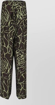Dries Van Noten pleated wide leg twill rose trousers