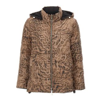 Elena Miro Jassen, Dames, Veelkleurig, 2Xl, Polyester, Reversible Animalier Donsjas