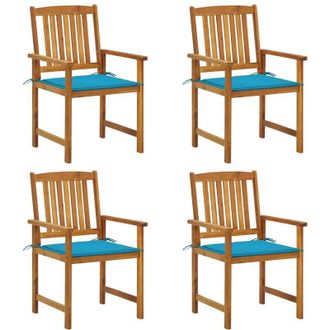 vidaXL Sillas De Jard&iacute;n Con Almohadillas 4 Pcs Acacia Madera