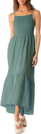 Maaji Isadora Smocked Maxi Dress in Teal Green at Nordstrom, Size Medium