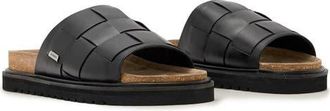 AllSaints Randal Woven Leather Slide Sandal (Men) in Black at Nordstrom, Size 12