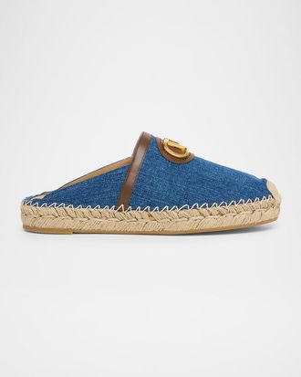 Valentino Garavani VLogo Denim Espadrille Mules