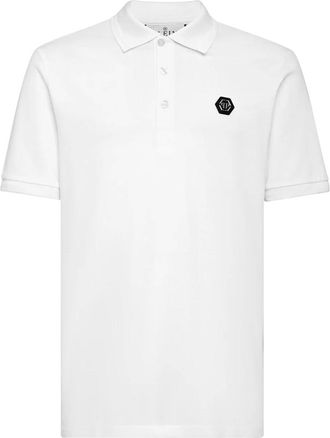 Philipp Plein Tops, Heren, Wit, 3Xl, Katoen, Slim Fit Polo Shirt SS Snake