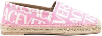 Versace all-over logo print espadrilles - women - Calf Leather/Fabric/Raffia/Rubber - 38 - Pink
