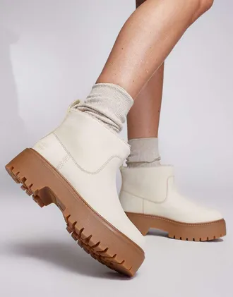 Timberland stone street mid warm lined boot in natural nubuck-Gray