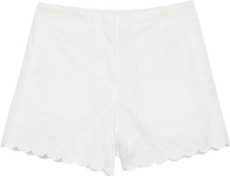 Low Classic Geborduurde Shorts - Dames - Bermuda - Wit - M - Katoen - Korte Broeken