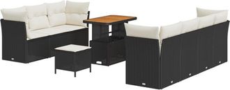 vidaXL Vidaxl - Garden Sofa Set Height-Adjustable 10 pcs Black Poly Rattan