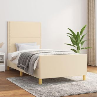 vidaXL Estructura De Cama Sin Colch&oacute;n Tela Crema 90x200 Cm Vidaxl