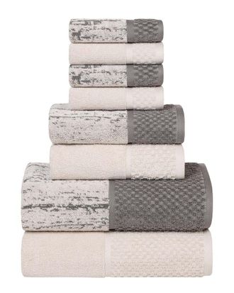 Superior Lodie Cotton Plush Jacquard Solid & Two-Toned 8Pc Towel Set