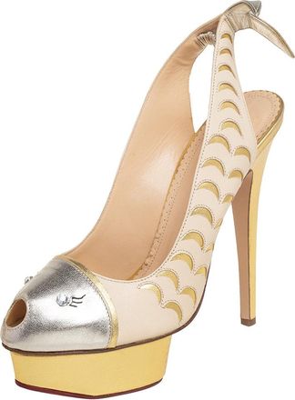 Charlotte Olympia Tri Color Leather Seaside Platform Sandals
