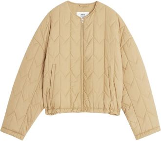 Maison Kitsun&eacute; Waterdichte Chevron Fox Gewatteerde Jas - Dames - Winterjassen - Bruin - M - Polyester - Jassen