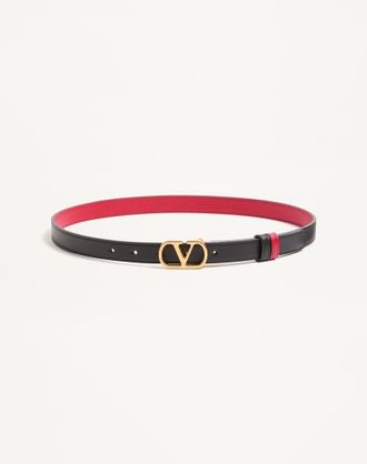 Valentino Garavani Cintura Reversibile VLogo Signature In Vitello Lucido 20 mm Donna NERO/ROUGE PUR 070