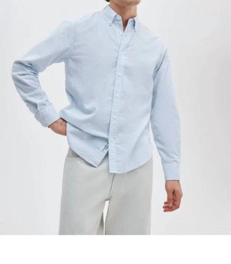 Rag & Bone Classic Oxford Shirt In Light Blue Stripe