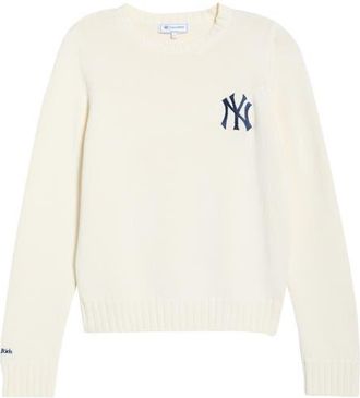 Sporty & Rich Heritage Yankees Serif Crewneck Sweater in Ecru at Nordstrom, Size X-Small