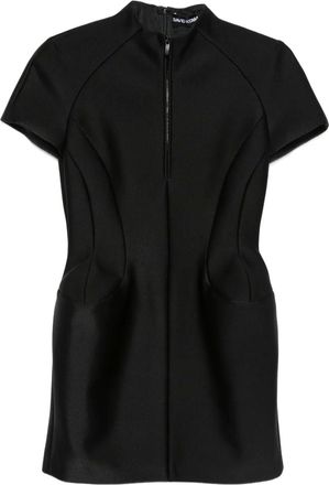 DAVID KOMA zip short-sleeve mini dress - Nero