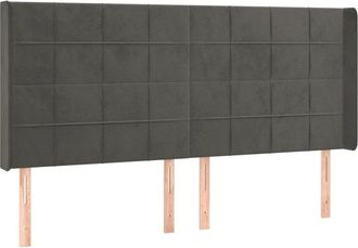 vidaXL Cabecero Con Led De Terciopelo Gris Oscuro 183x16x118/128 Cm Vidaxl