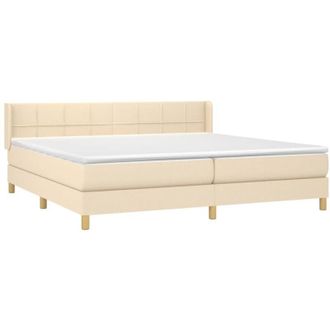 vidaXL Vidaxl - Cama Box Spring Con Colch&oacute;n Tela Color Crema 200x200 Cm
