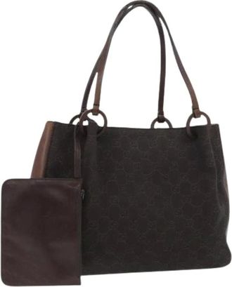 Gucci Pre-owned Tote Bags, female, Brown, Size: ONE SIZE Pre-owned Vintage GG Canvas Tote Bag