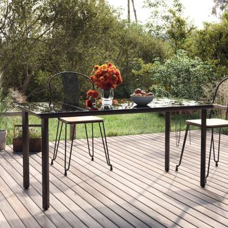 vidaXL Mesa Comedor Jard&iacute;n Acero Y Vidrio Templado Negro 160x80x74 Cm Vidaxl