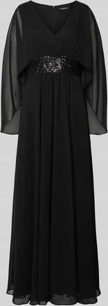 Swing Abendkleid mit V-Ausschnitt und Pailletten in Black, Gr&ouml;&szlig;e 40