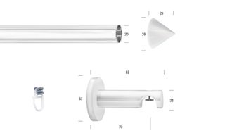 Garesa Gardinenstange »WHITE« Ø 20 mm 1 läufig-läufig Wunschmasslänge Vorhanggarnitur, Innenlauf, verlängerbar, Wandmontage, Endknopf Spitze