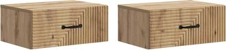 vidaXL Mesita De Noche De Pared 2 Uds. Roble Artisan 49 X 34,5 X 20 Cm Vidaxl