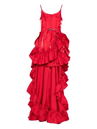 Miau by Clara Rotescu ruffled dress - women - Fabric - 44 - Red