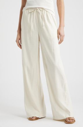 Nordstrom Linen Blend Drawstring Pants in Ivory Birch at Nordstrom, Size Xx-Small
