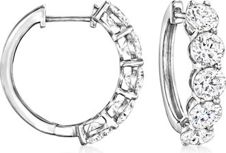 Ross-Simons Lab-Grown Diamond 5-Stone Hoop Earrings in 14kt White Gold
