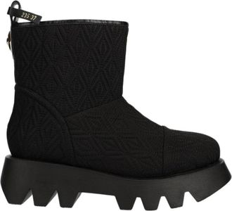 Elisabetta Franchi Enkellaarsjes - Dames - Enkellaarsjes - Zwart - 37 EU - Wol - Schoenen