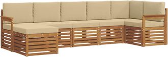 vidaXL Conjunto De Sof&aacute;s De Exterior 7 Uds. Natural Y Beige Vidaxl